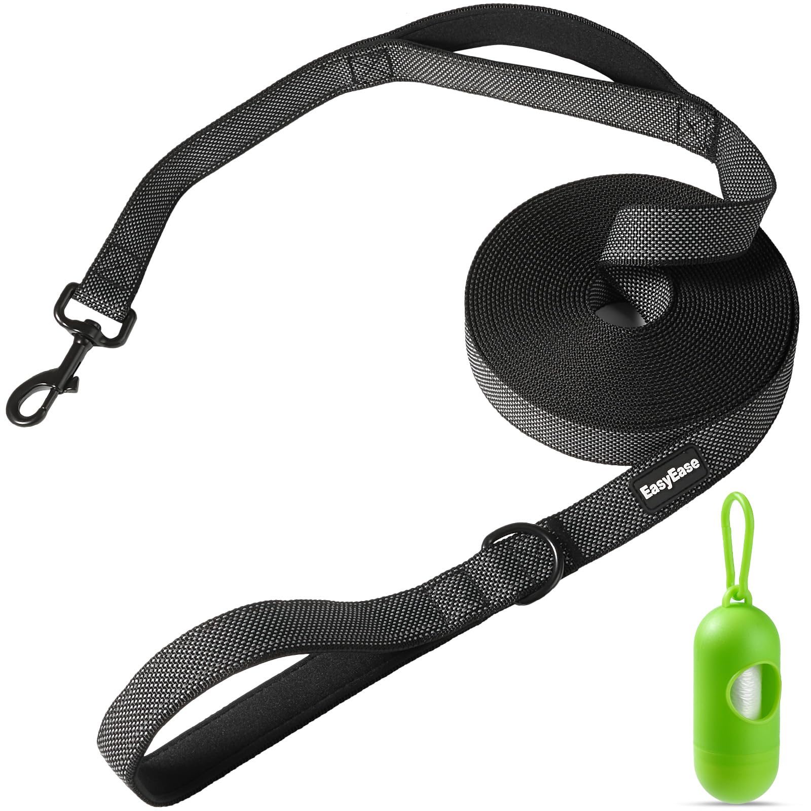10FT Heavy Duty Reflective Dog Leash with 2 Soft Padded Handles - Durable Training & Walking Lead for Small Medium Large Dogs - Perfect for Night Walks, Jogging and Outdoor Adventures