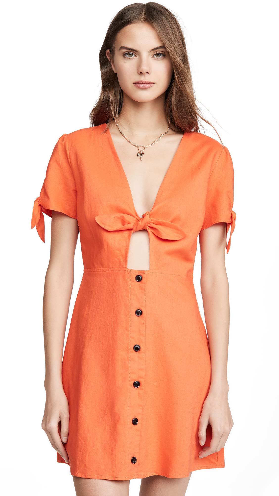 Lost + Wander Women's Papaya Mini Dress - Flowy Summer Sundress with Puff Sleeves for Beach, Vacation & Date Night Outfits