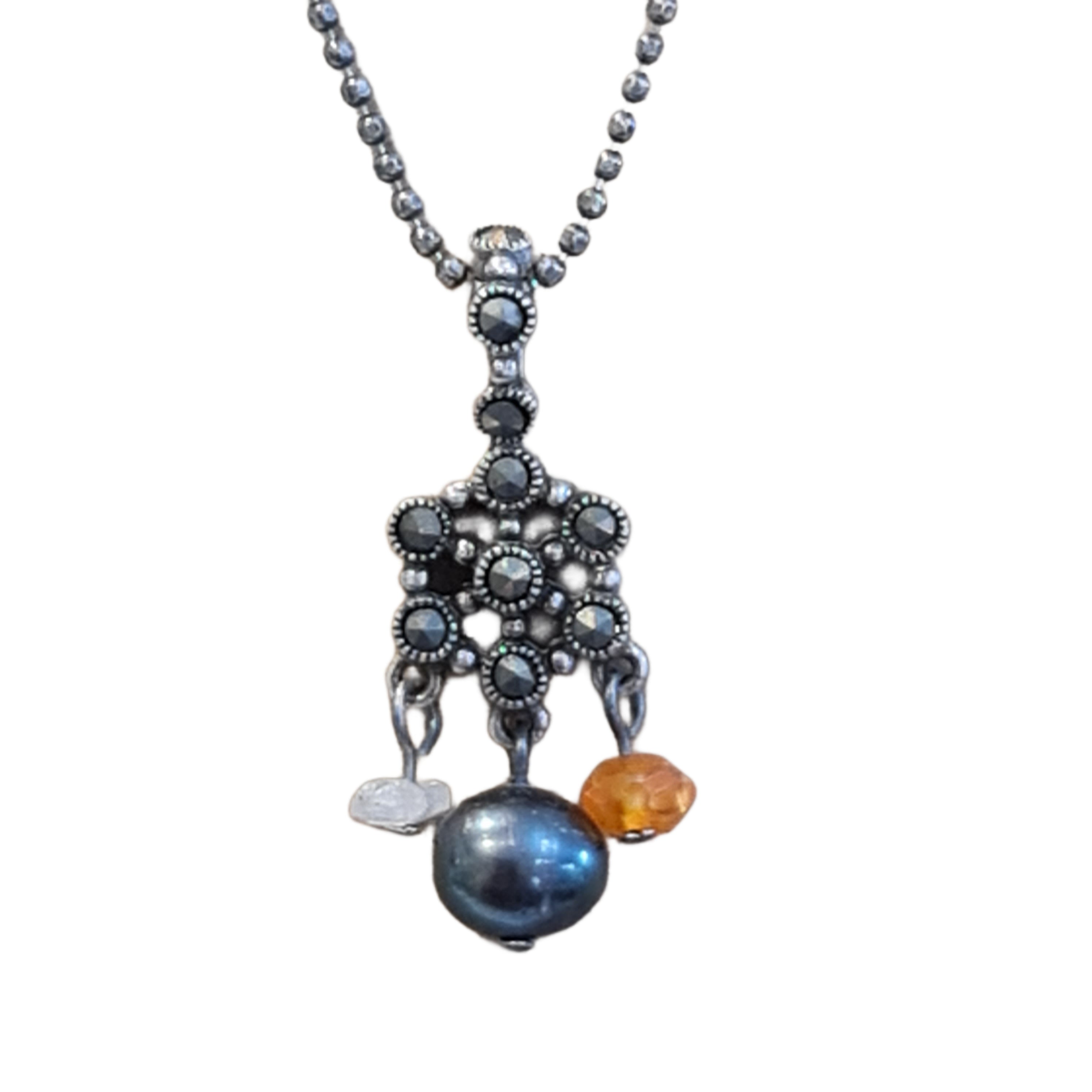 Vintage Black Pearl Carnelian Rainbow Moonstone Drop Necklace - Elegant Boho Jewelry for Women, Perfect for Weddings, Parties & Everyday Wear
