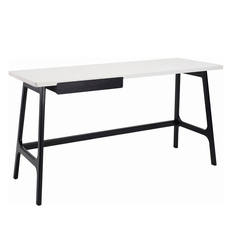 Modern MOREY Study Desk in White & Black - Perfect for Home Office, Dorm Room, and Small Spaces