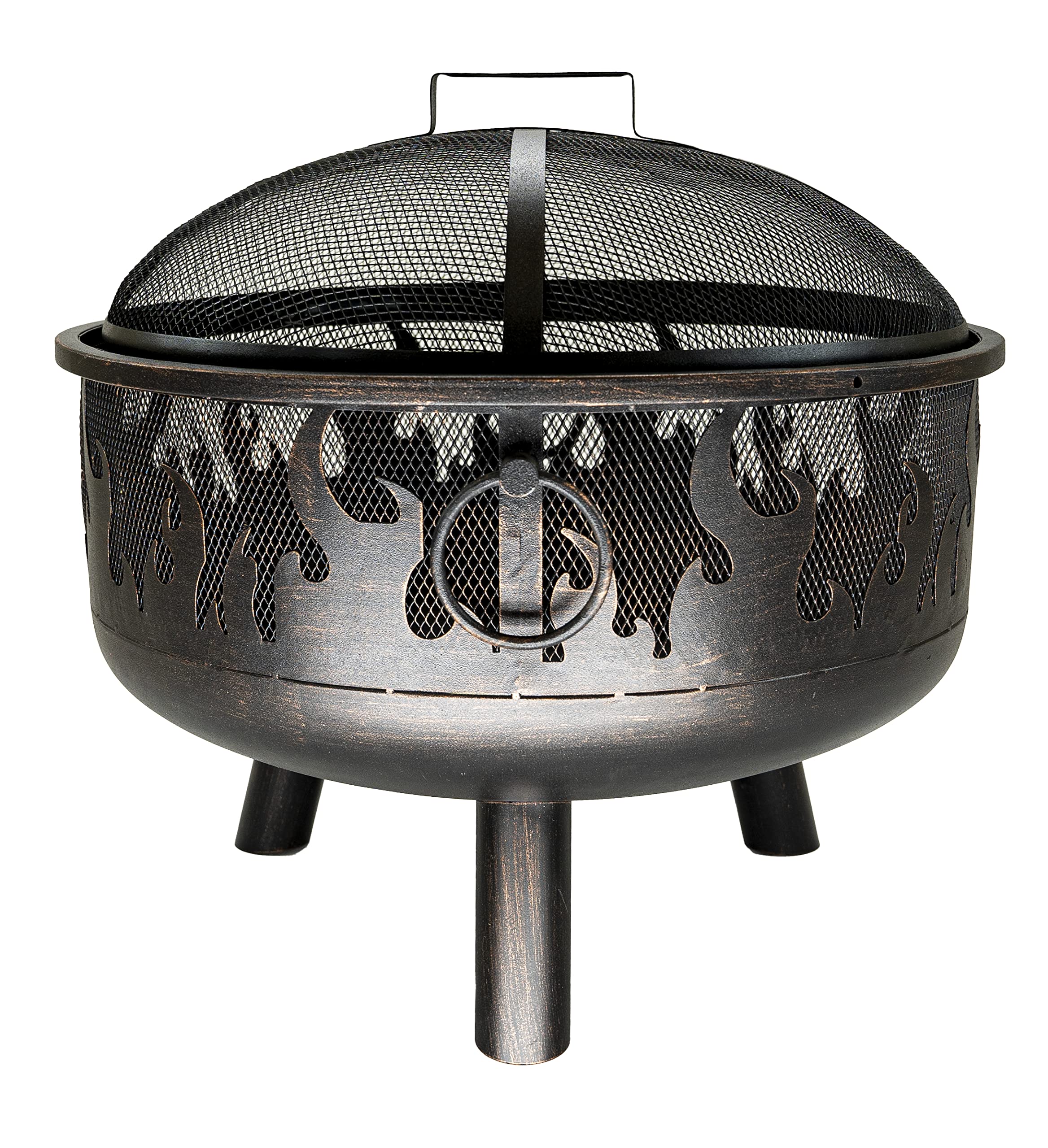 Oil Rubbed Bronze Wood Burning Fire Pit with Decorative Flame Design - Outdoor Patio, Backyard, Camping Fire Pit for Year-Round Use