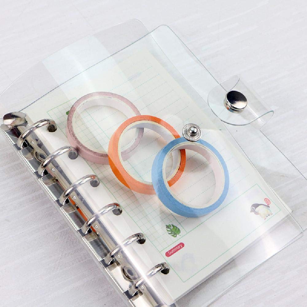 A5 6-Hole Transparent Soft PVC Notebook Cover - Refillable Planner Binder with Round Rings, Durable Protector for School, Office & Daily Organization