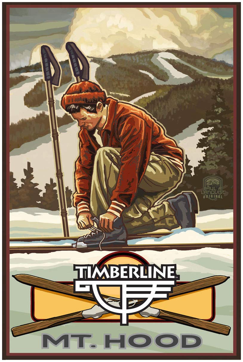 Timberline Oregon Classic Binding Skier Giclee Art Print Poster - 30