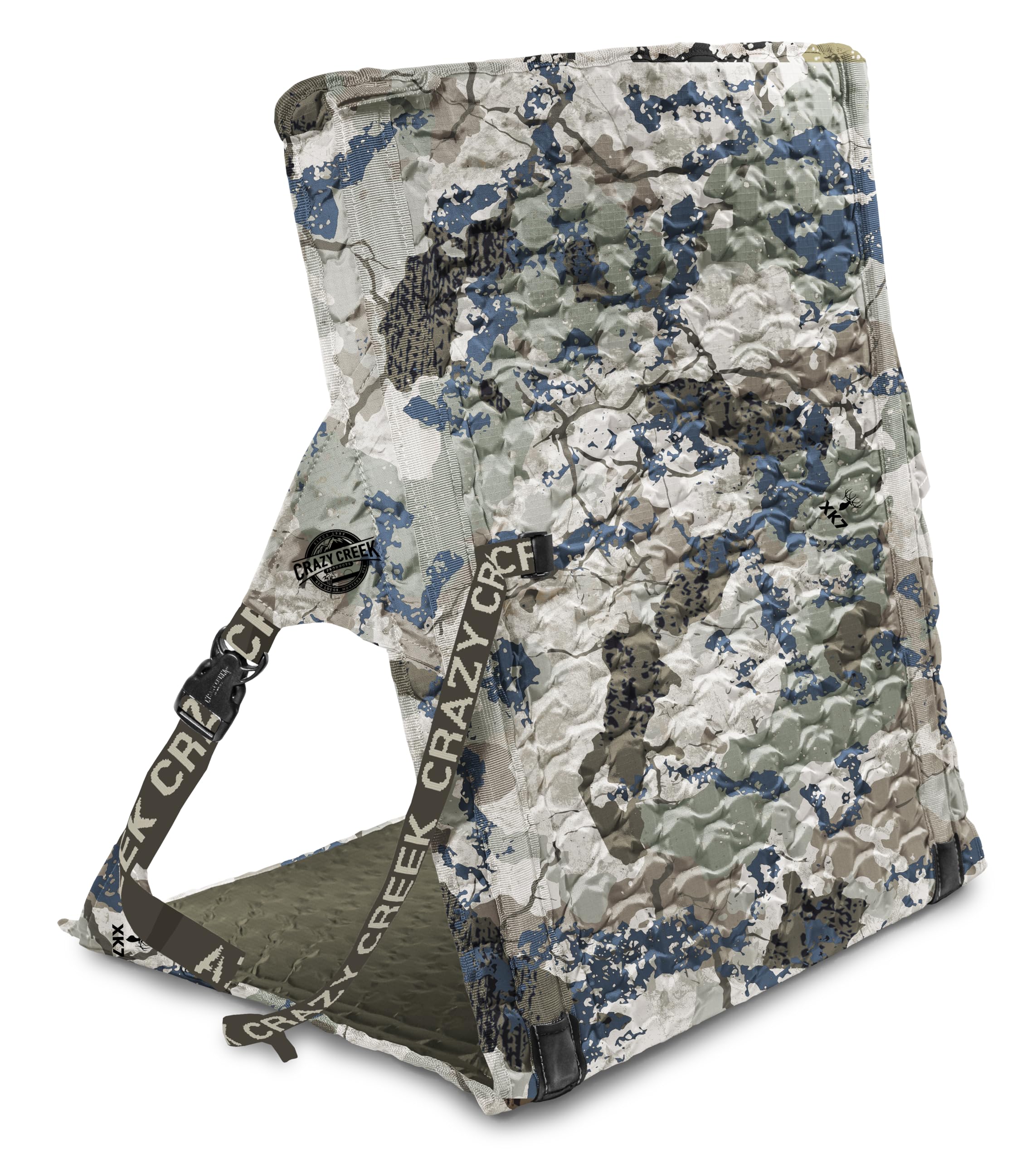 Crazy Creek HEX 2.0 LongBack Chair - Extra Wide & Tall Camping Chair for Backpacking, Hiking, Stadium Events - 250 LBS Weight Capacity with Adjustable Straps & Rock Lockster Buckles (Kings Camo) - Perfect for Outdoor Adventures, Tailgating, and Beach Relaxation