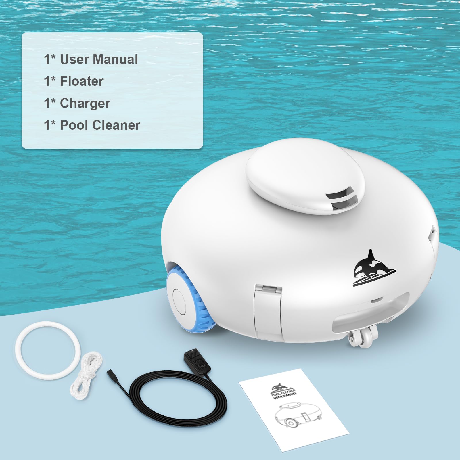 Cordless Robotic Pool Vacuum Cleaner - 7500mAh Battery Lasts 140 Mins, Self-Parking, Powerful Suction for Above Ground & In-ground Swimming Pools - Ideal for Flat Bottom Pools, Easy Maintenance & Crystal Clear Water All Season