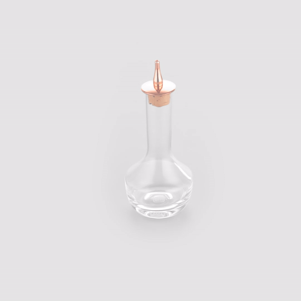 Premium 4 oz Glass Bitters Bottle with Copper Plated Dasher - Modern Bar Lux Design (5.75