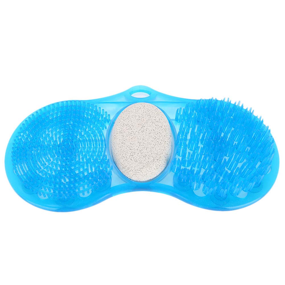 Suction Cup Foot Scrubber with Exfoliating Stone - Blue Pedicure Tool for Callus Removal & Relaxing Massage - Perfect for Home Spa, Bath & Shower Use