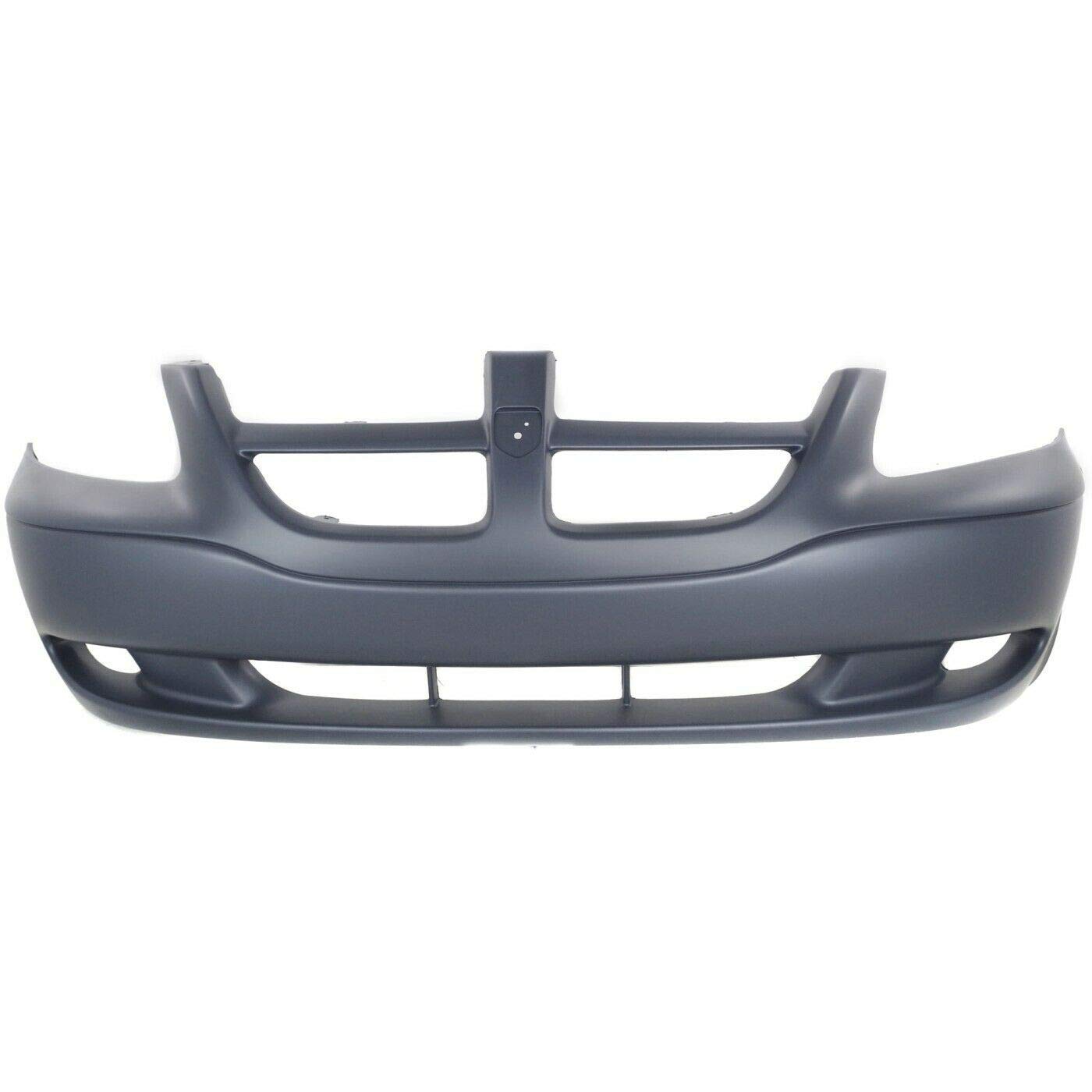 Replacement Front Bumper Cover Primed for 2001-2004 Select Models (5018608AA, CH1000326) - No Fog Light Holes - Perfect for Car Repair & Restoration Projects