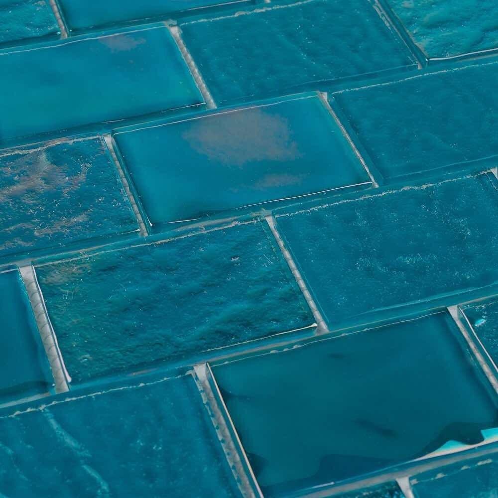 Iridescent Glass Tile Summer Turquoise 2 x 3 - Stunning Mosaic Tiles for Kitchen Backsplash, Bathroom Wall & DIY Home Decor