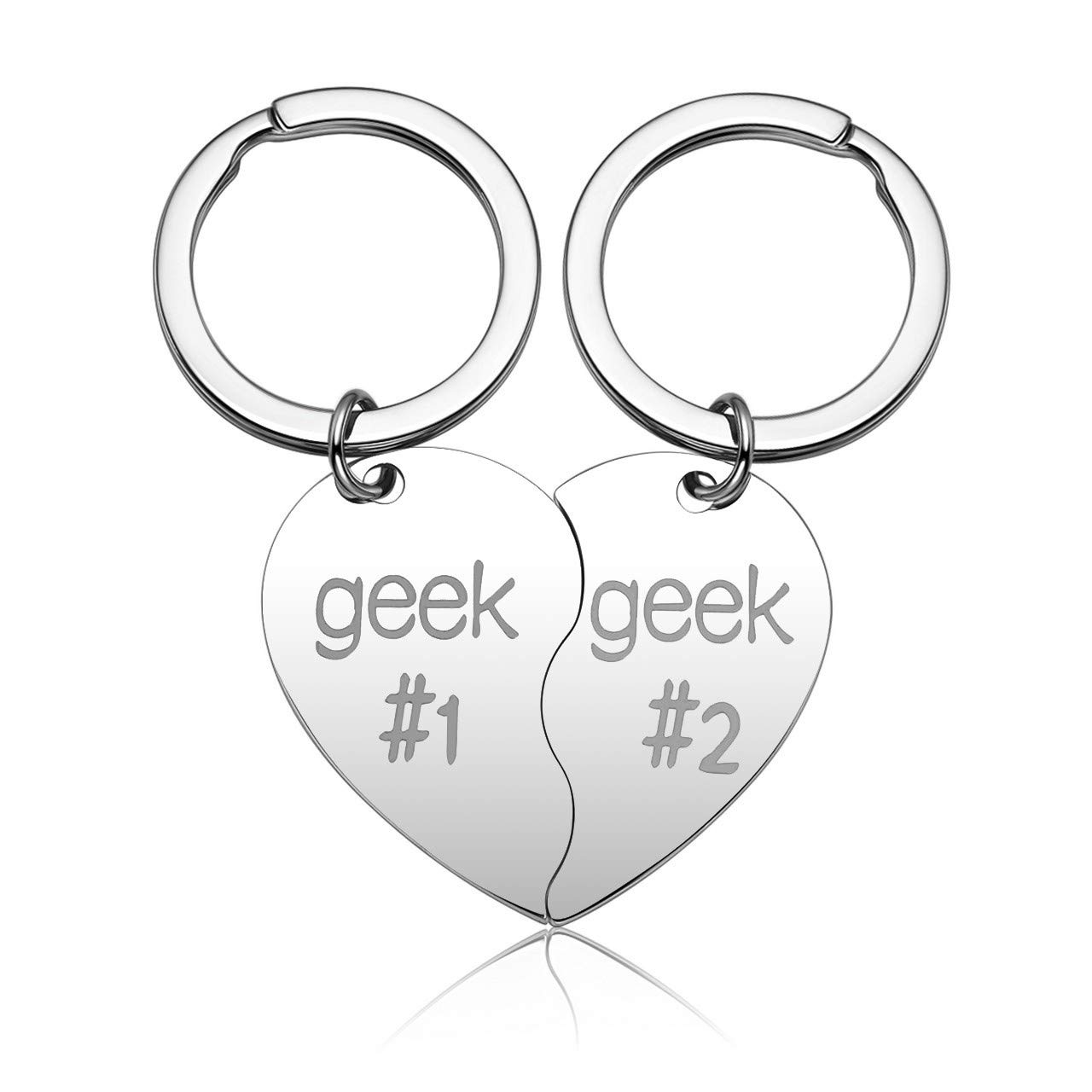 Custom Engraved 2-Piece Stainless Steel Heart Puzzle Couple Keychain Set - His & Hers Matching Pendant Key Ring for Valentine's Day Gifts, Anniversary, Wedding, and Romantic Couples Accessories