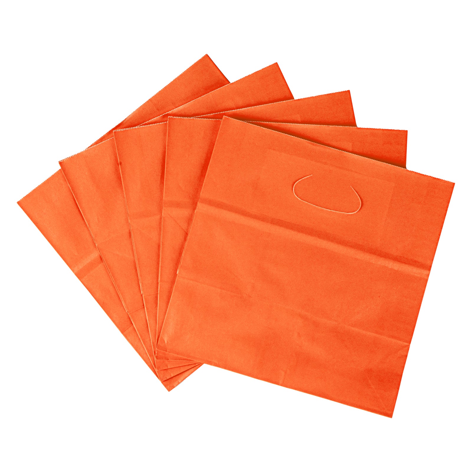 Eco-Friendly Rectangle Tangerine Orange Paper Take Out Bags with Handles - 11 x 7 x 11 Inches (100 Count) - Perfect for Restaurants, Cafes & Catering Businesses