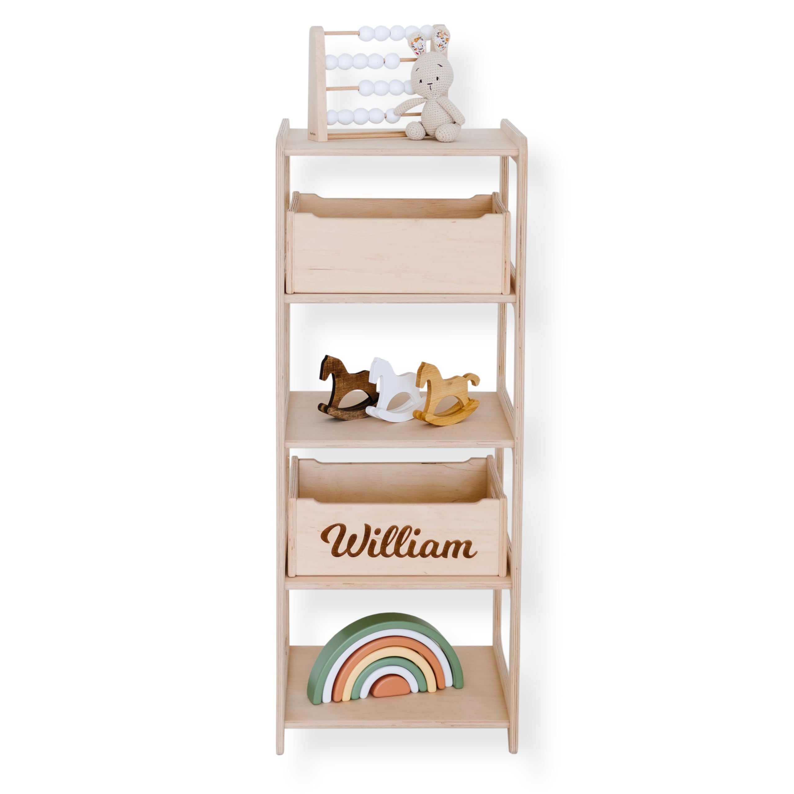 Montessori Wooden Toy Shelf & Clothing Rack - Large Nursery Storage Organizer for Kids Room, Playroom, and Bedroom - Durable Wooden Shelf for Toys, Books, and Clothes Storage