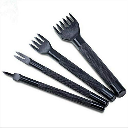 Premium Leather Craft Tool Set - 1/2/4/6 Prong Steel Lacing Stitching Chisel Kit for DIY Leatherworking (5mm) | Perfect for Handmade Leather Goods, Shoes, Bags & Wallets Repair