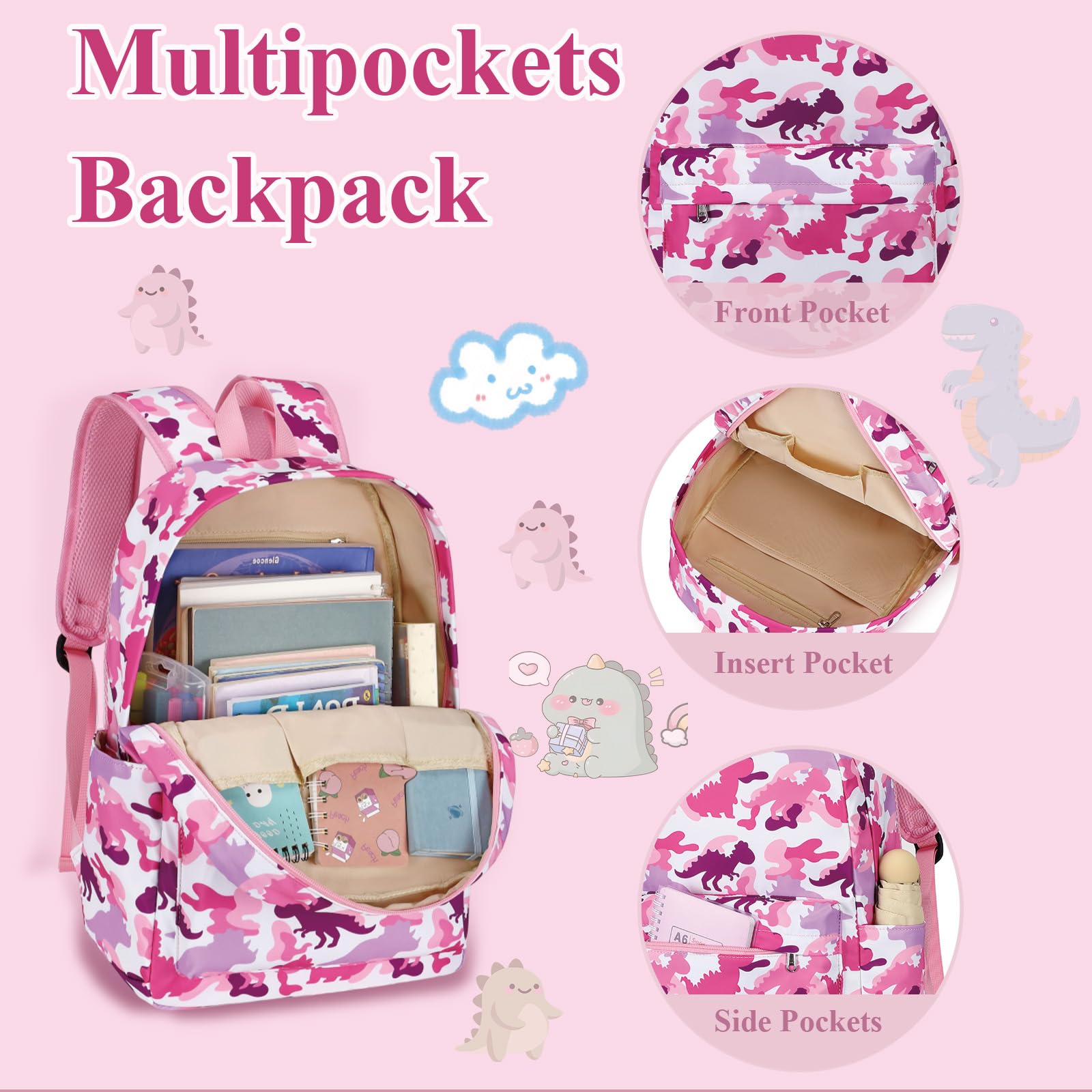 LEDAOU Kids School Backpack with Lunch Box - Waterproof Book Bag for Boys & Girls, Kindergarten & Preschool Toddler Backpack - Perfect for School, Travel & Outdoor Activities