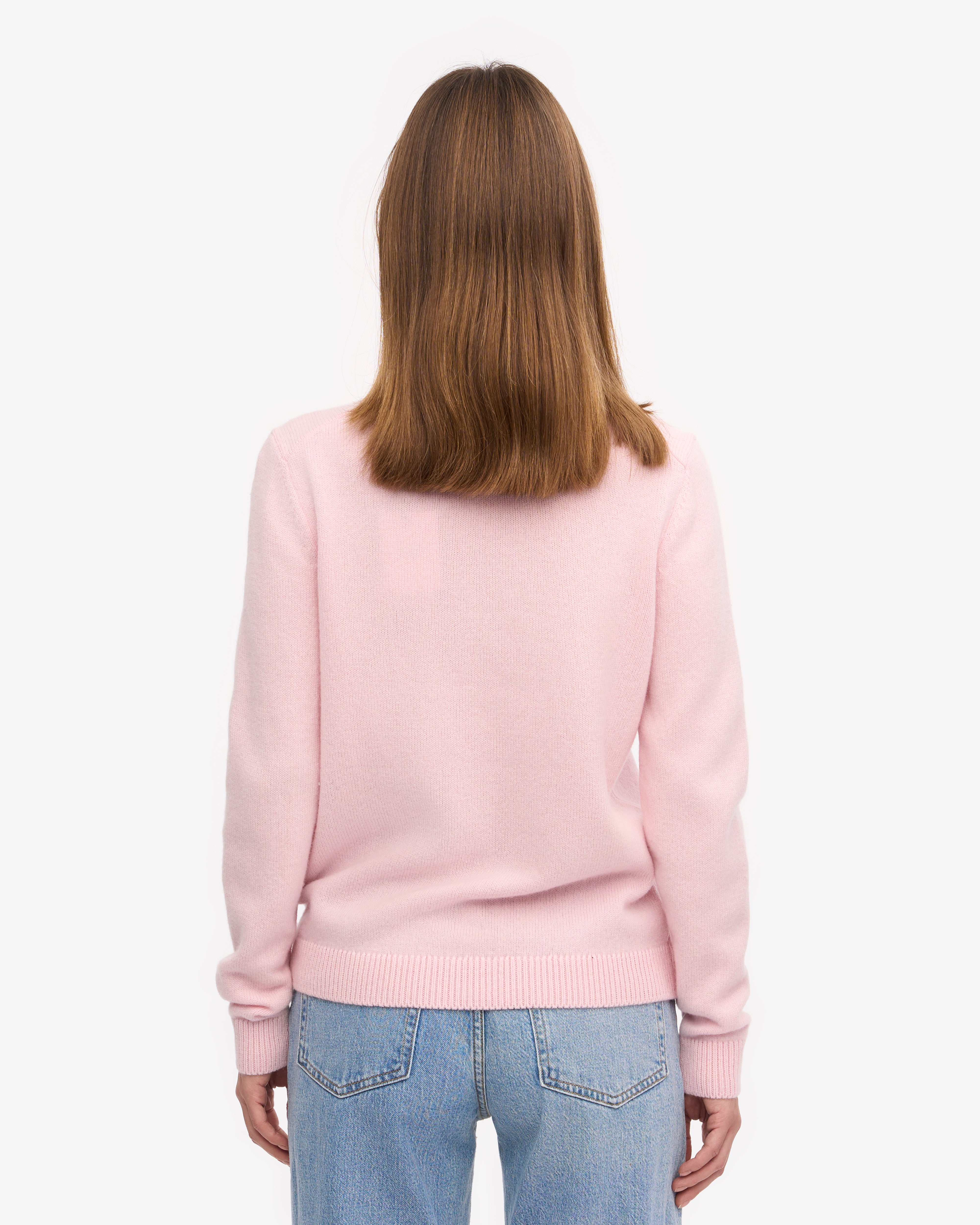 Women's Classic Merino Wool Crew Neck Sweater - Faded Pink | Soft & Warm Winter Knitwear for Casual Outfits & Office Wear