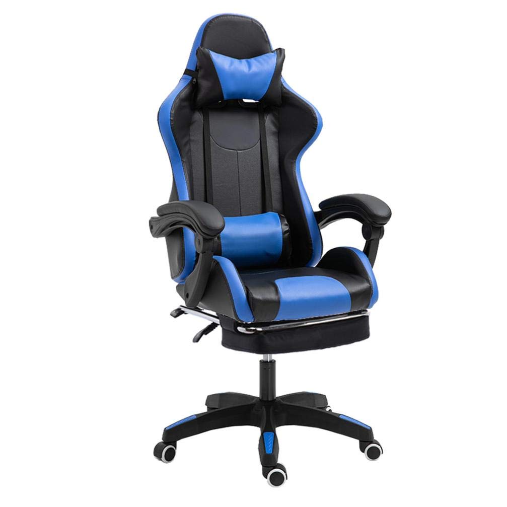 2024 Ergonomic Gaming Chair - Adjustable Reclining High Back Office Chair with Headrest & Lumbar Support - PU Leather Computer Desk Chair for Home & Work (Blue) - Perfect for Gamers, Remote Workers & Home Office Setup