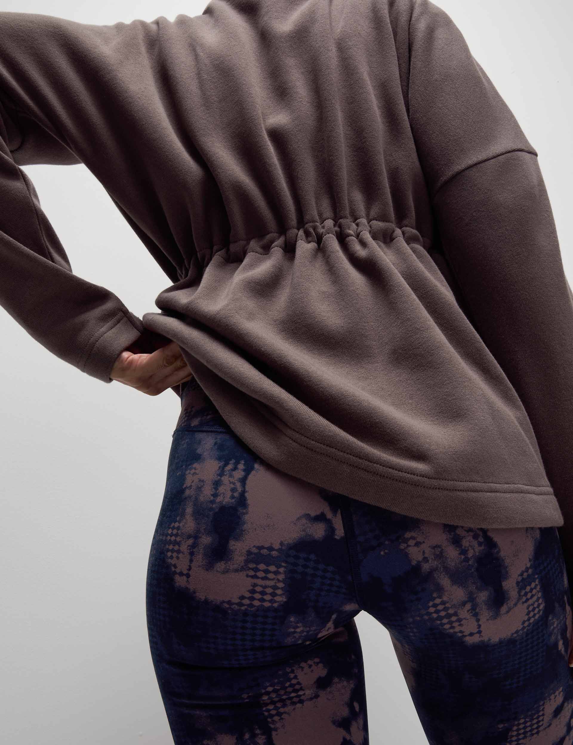 Premium Cotton Rich Brushed Funnel Neck Sweatshirt for Women - Soft & Cozy Taupe Pullover for Casual Wear, Lounge & Fall Outfits