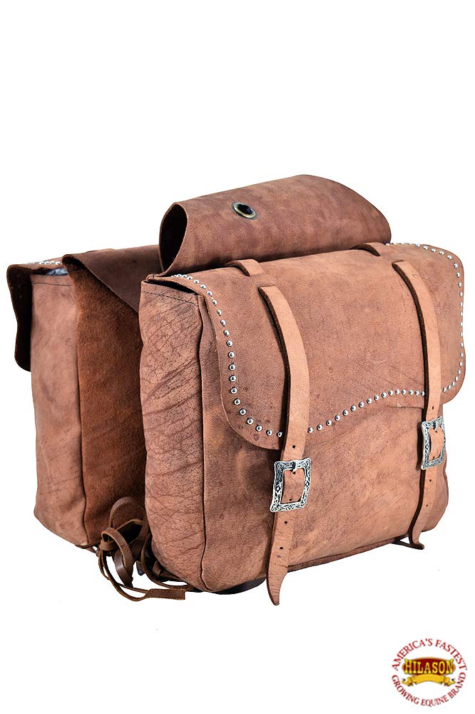 HILASON Soft Leather Horse Saddle Bag Tan | Western Equestrian Saddle Bag with Adjustable Closure | Durable Riding Accessory for Trail Riding & Horse Shows