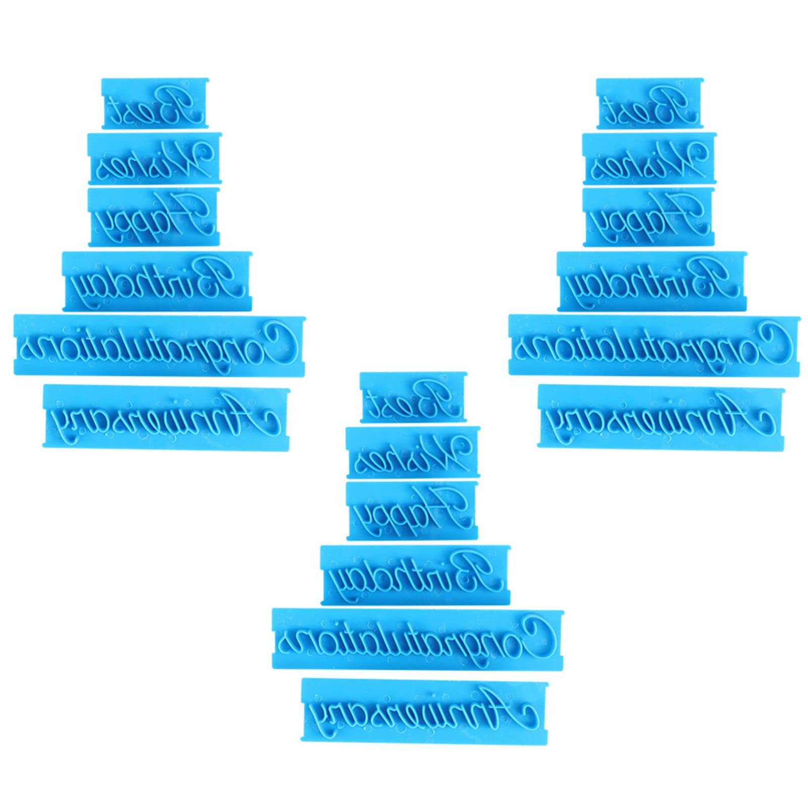 3-Piece Blue Handwriting Letter Cake Embosser Set - Cookie Stamp & DIY Plastic Molds for Cake Decorating, Baking, and Creative Dessert Printing - Perfect for Birthdays, Weddings, and Special Occasions