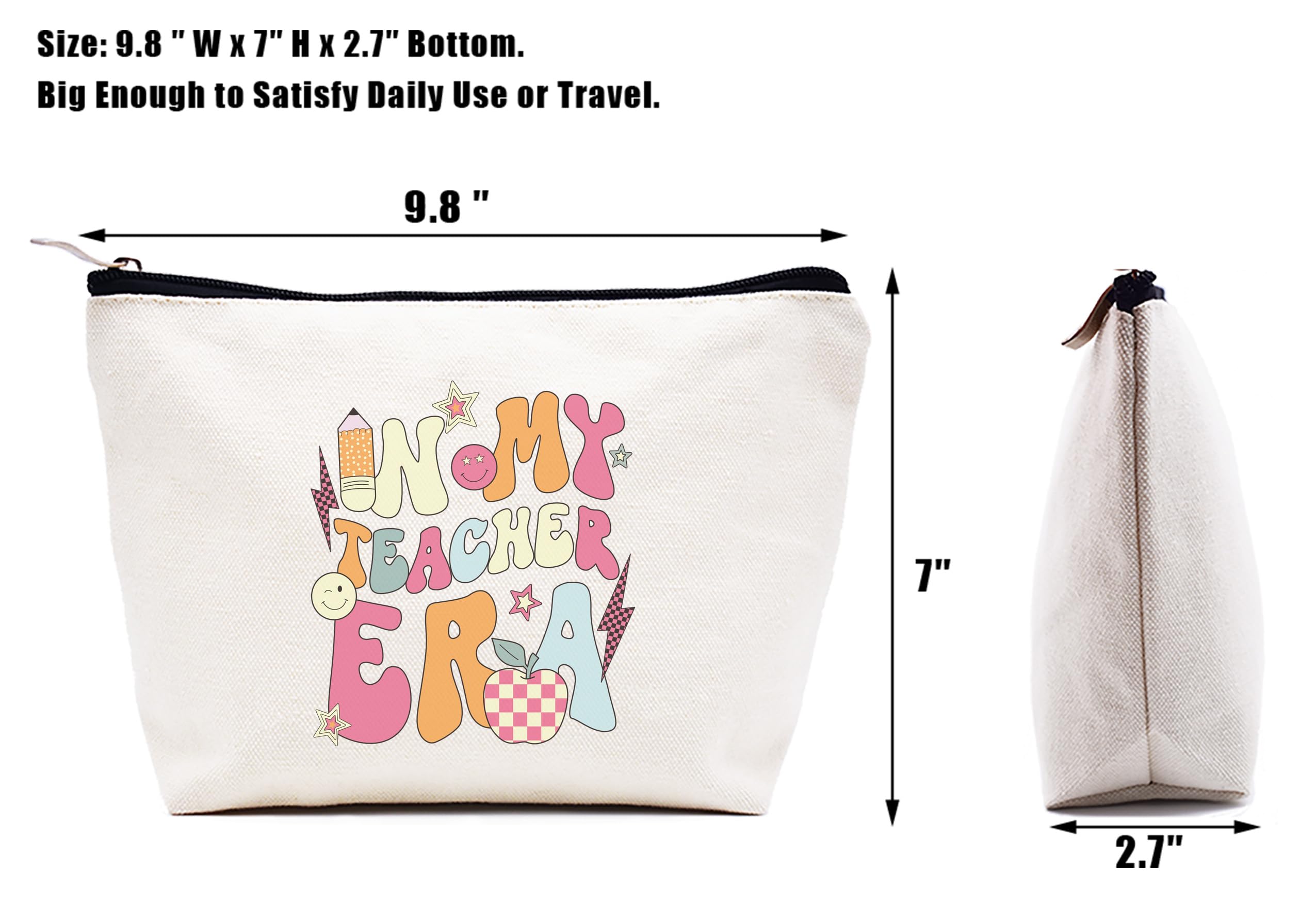 Funny Thanksgiving & Christmas Gift Ideas - Best Teacher Appreciation Makeup Bag, Cosmetic Travel Pouch - Perfect for School, Holidays & Travel - In My Teacher Era