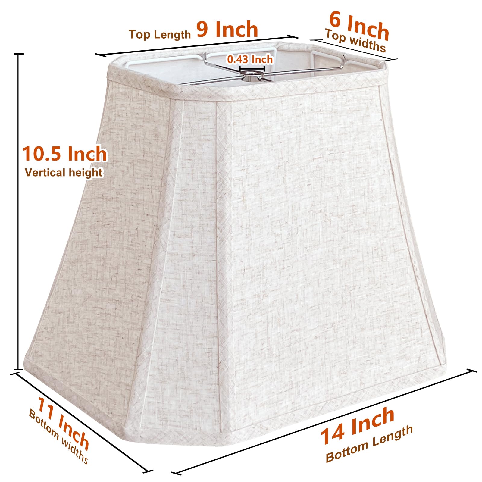 TOOTOO STAR 6x9 to 11x14 Inch Linen Lamp Shade - Bell Cut Corner Design for Table & Floor Lamps - Replaceable Fabric Lampshade - Perfect for Living Room, Bedroom & Office Decor