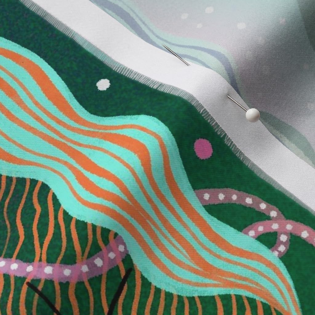 Tropical Maximalist Bright Jungle Print Fabric - Organic Cotton Sateen Fat Quarter for Sewing, Quilting, Apparel & Home Decor | Summer Island Toucan Monkey Design | Perfect for DIY Projects, Pillow Covers & Boho Decor
