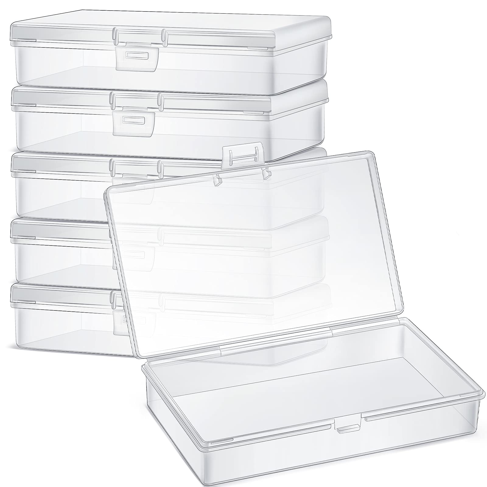 6-Piece Mini Plastic Clear Beads Storage Containers Box - Small Organizer for Jewelry, Beads, Crafts, Business Cards & Game Pieces (5.2 x 3 x 1.2 Inch) - Perfect for DIY Projects, Craft Rooms & Travel Organization