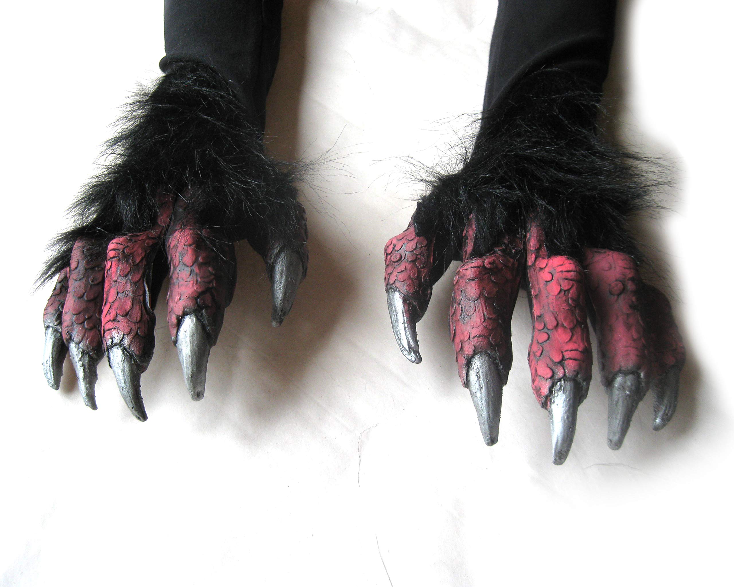 Red Devil Beast Gloves - Scary Halloween Costume Accessory for Adults - Perfect for Cosplay, Horror Parties & Theatrical Performances