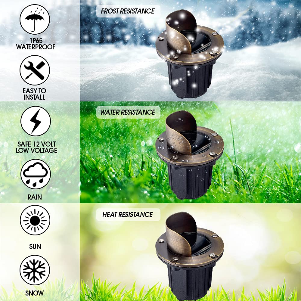 7W LED In-Ground Well Lights - Solid Brass Outdoor Landscape Lighting for Home, Garden, Patio, Pool & Deck | Durable, Bright Security Spot Lights for Long-Lasting Illumination | Perfect for Pathway, Driveway & Architectural Accent Lighting