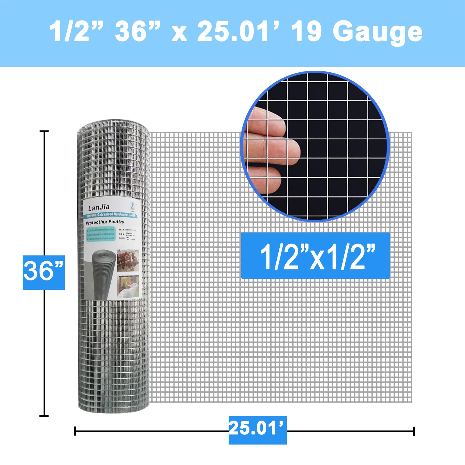 1/2 Inch Galvanized Hardware Cloth 36