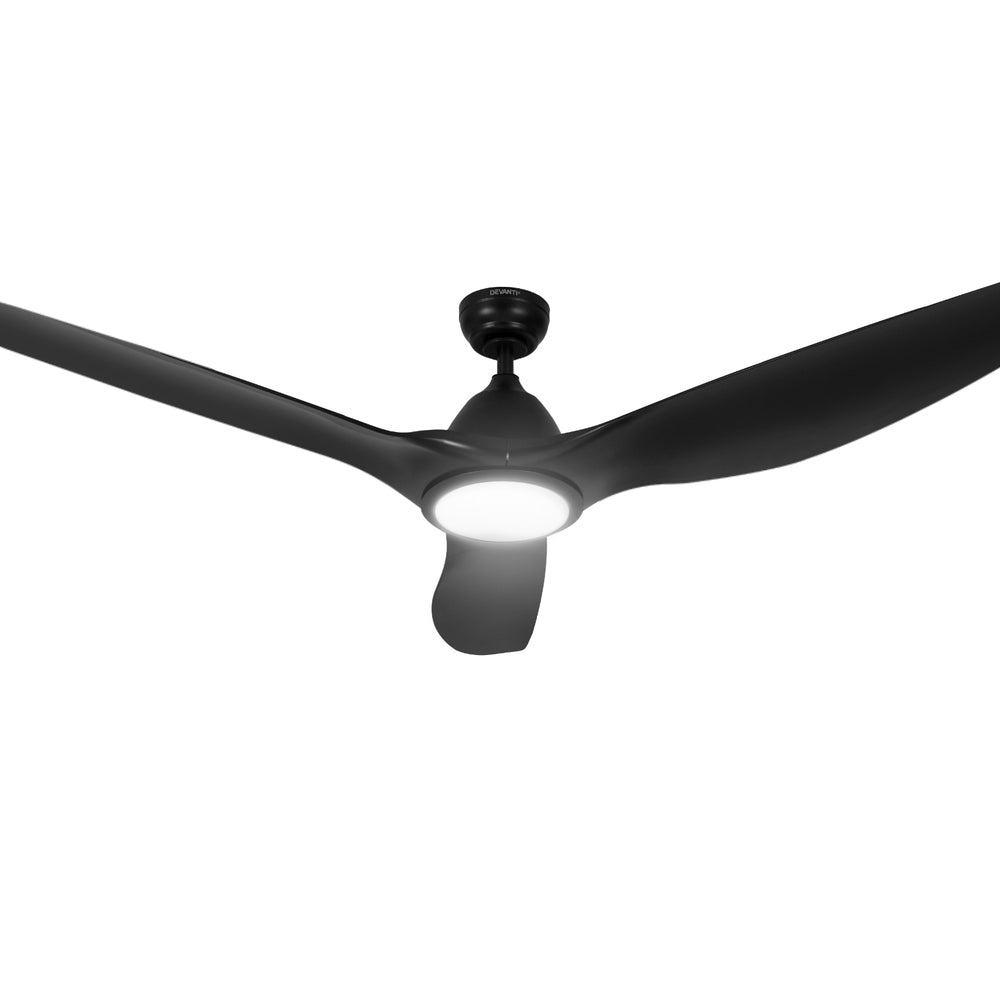 Devanti 64 Inch Black Ceiling Fan with LED Light and Remote Control - DC Motor for Energy Efficiency - Perfect for Living Room, Bedroom, and Outdoor Patio