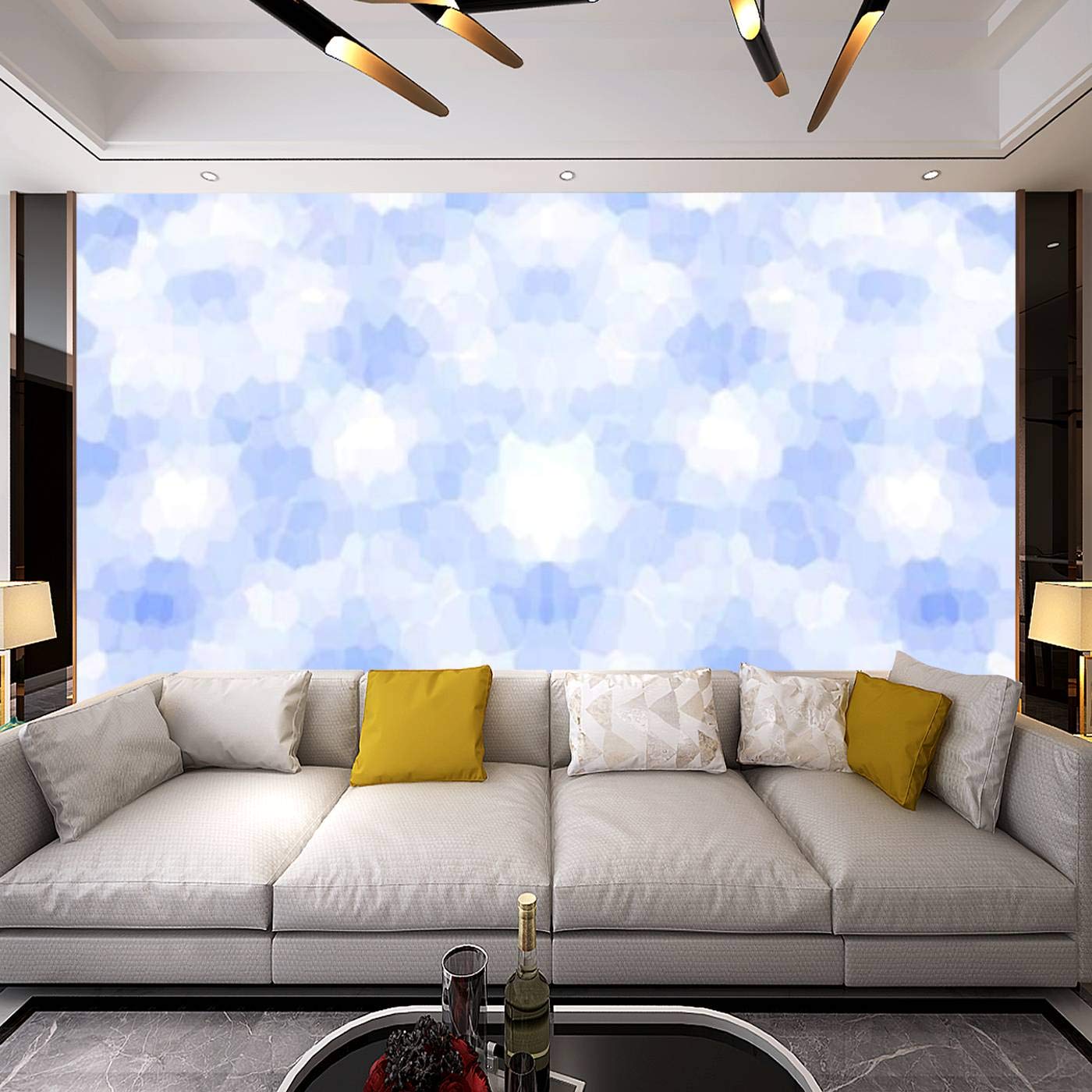 Modern 3D Blue Abstract Pattern Peel & Stick Wallpaper - Removable Self-Adhesive Wall Mural for Living Room, Bedroom & TV Background - Perfect for Home Decor, Accent Walls & Interior Design
