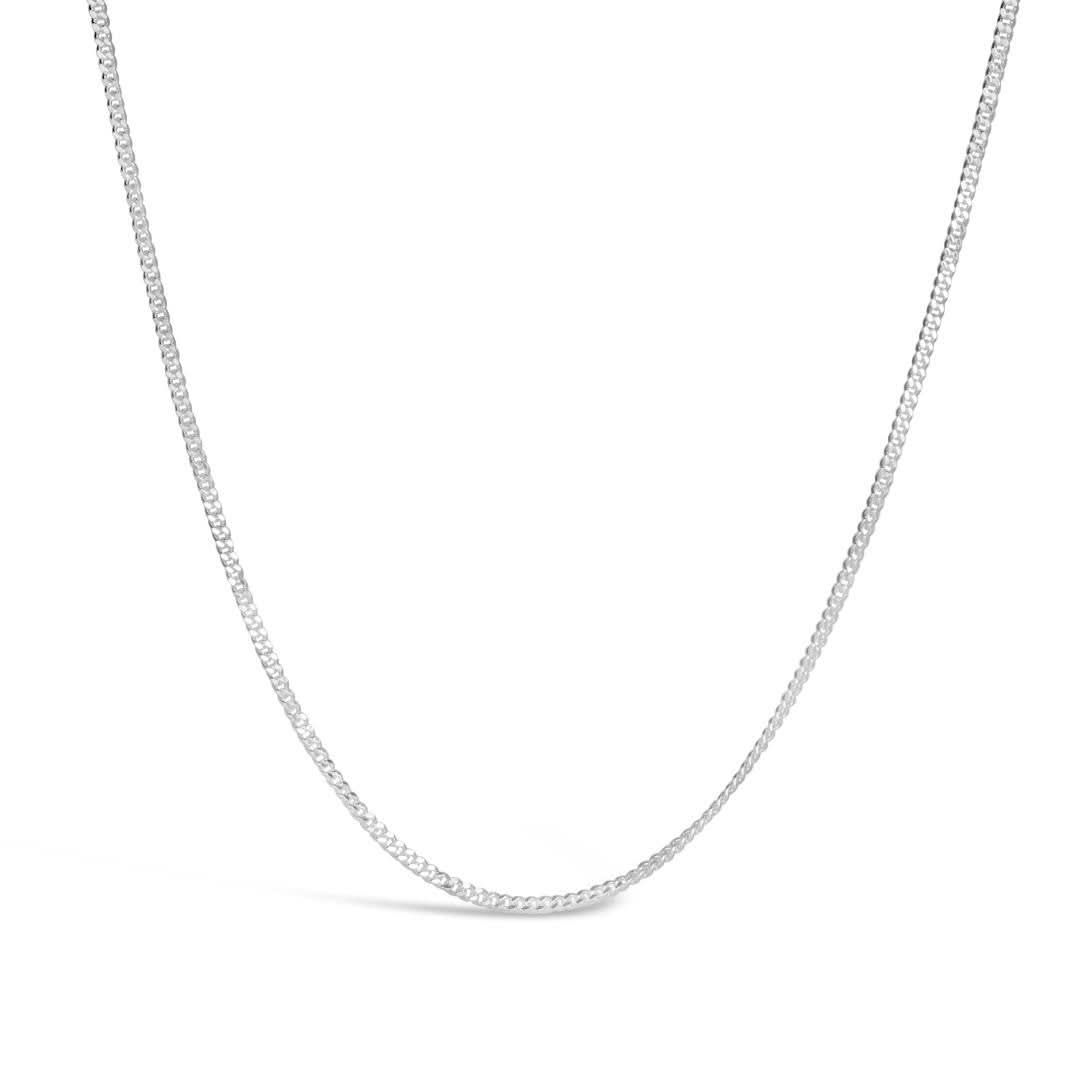 14K White Gold Vermeil Curb Chain Necklace for Women - Elegant Layering Jewelry for Everyday Wear & Special Occasions