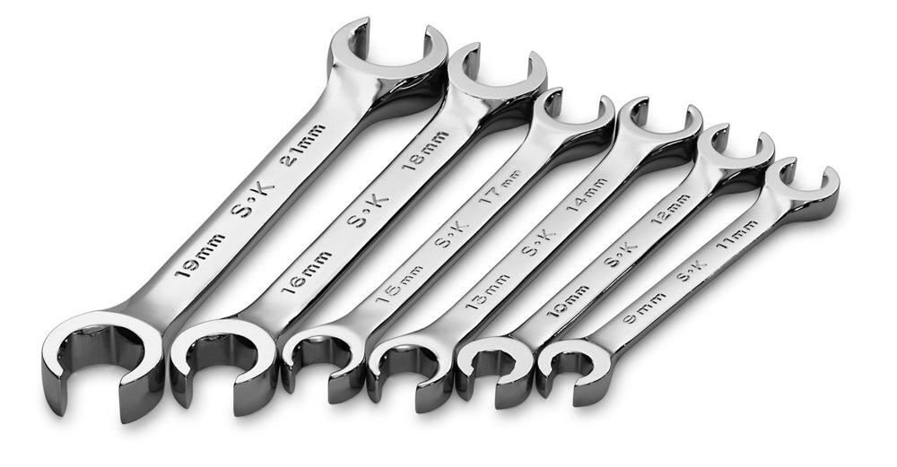 6 Piece 6 Point Metric Flare Nut Chrome Wrench Set - Professional Automotive Tool Kit for Plumbing, HVAC & Brake Line Repairs | Durable Chrome Vanadium Steel Construction | Perfect for Mechanics & DIY Enthusiasts