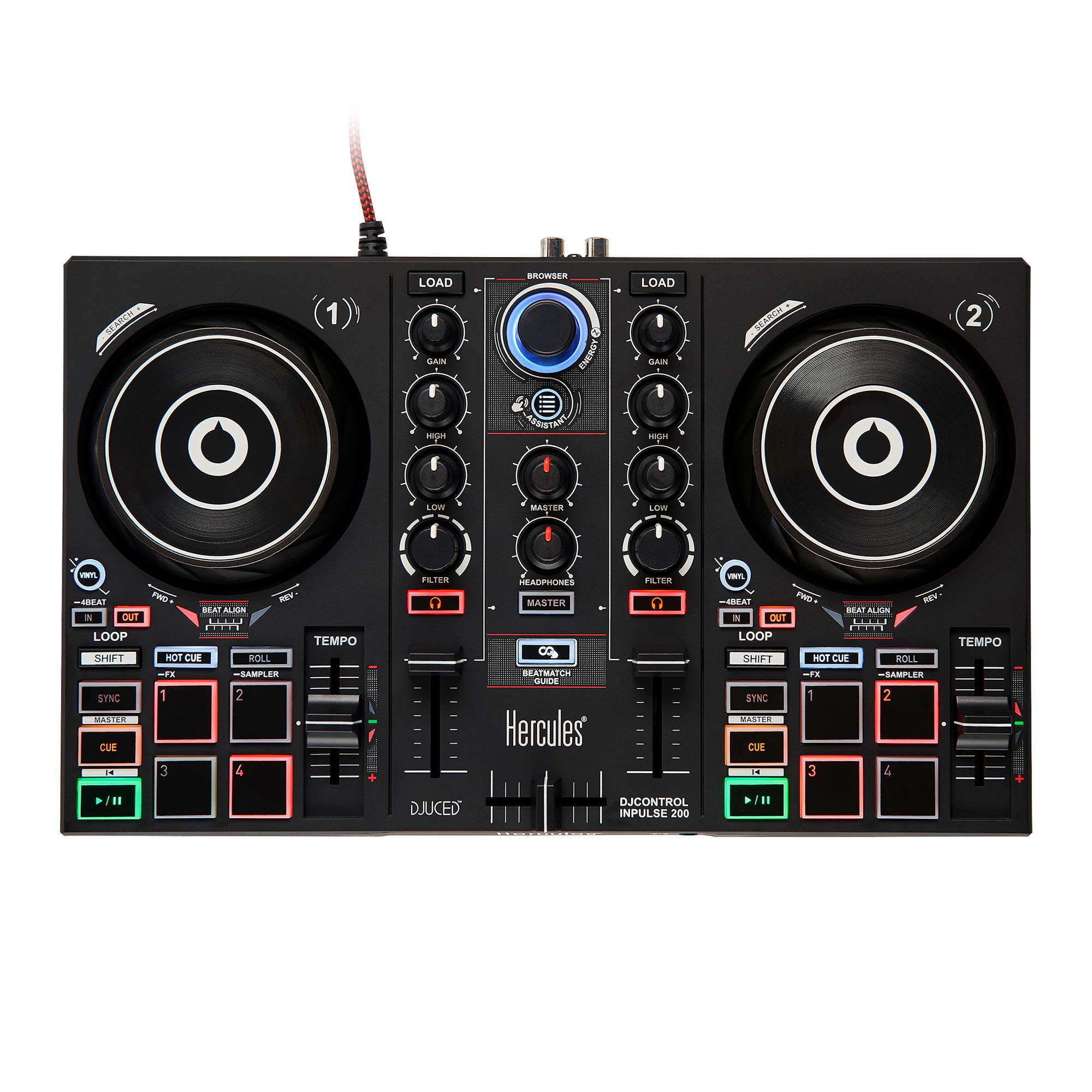 Hercules DJ Learning Kit with Inpulse 200 DJ Controller, 15W Monitor Speakers & Sound-Isolating Headphones – 2 Deck DJ Setup for Beginners | Home Studio & Live Performance