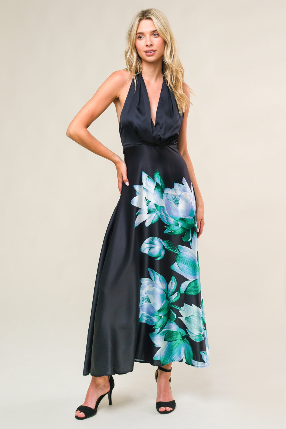 Insatiable Feeling Black Halter Midi Dress - Elegant Party & Evening Wear for Women