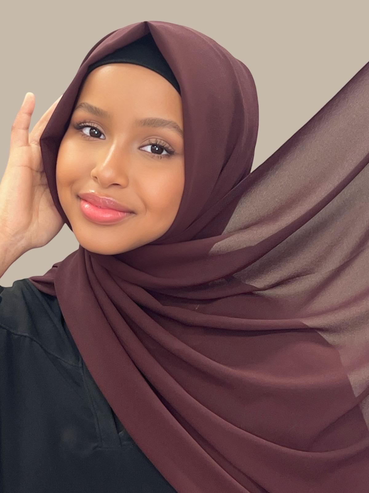 Elegant Classic Chiffon Hijab in Raisin Color - Perfect for Daily Wear, Prayer & Special Occasions