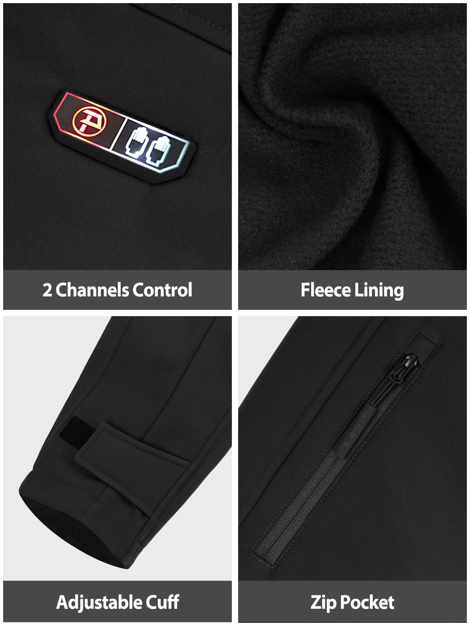 PTAHDUS Women's Heated Jacket - Soft Shell Winter Coat with Hand Warmer Pockets & 7.4V Battery Pack - Perfect for Outdoor Activities, Skiing, Hiking, and Cold Weather Commuting