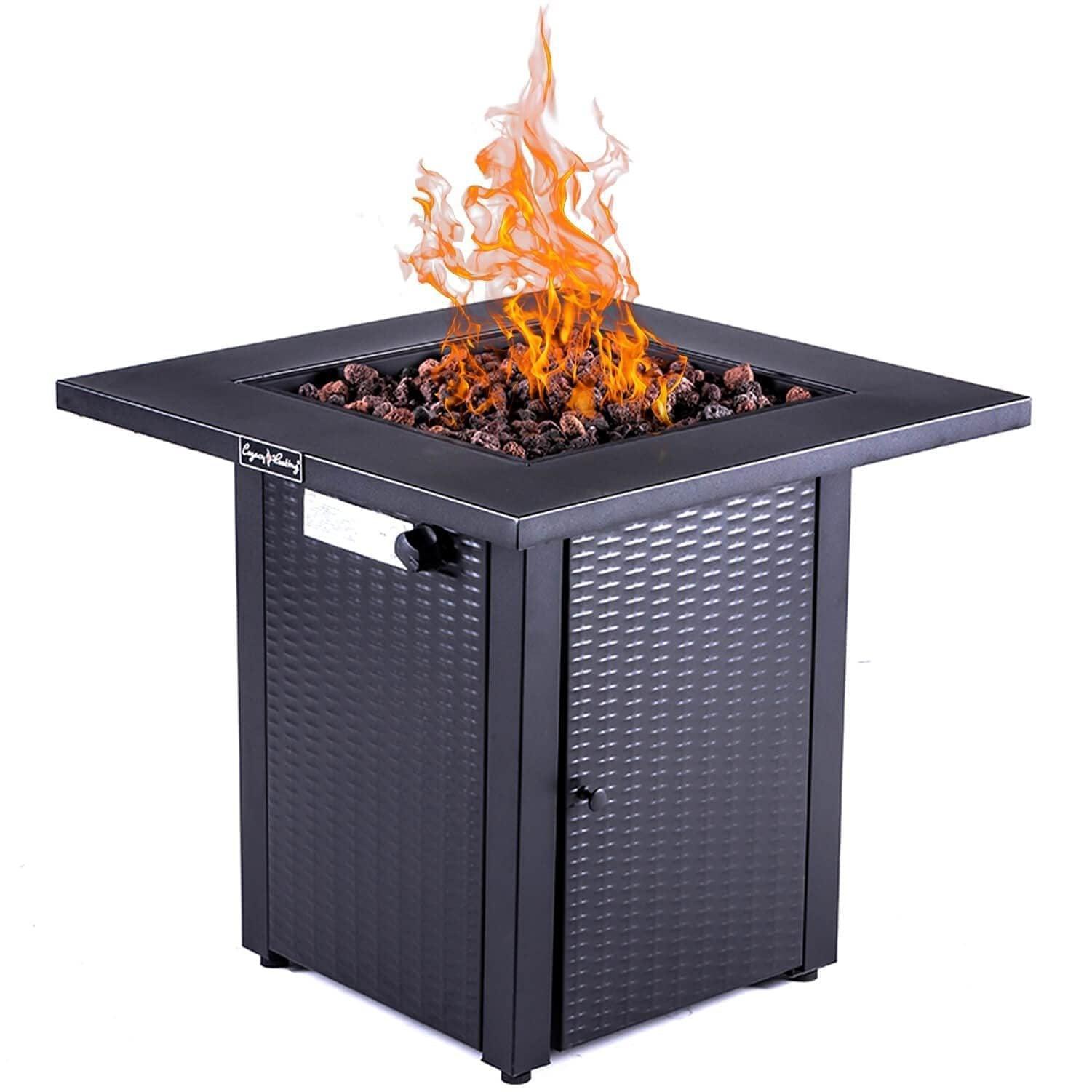 28in Outdoor Propane Fire Pit Table - 50,000 BTU Gas Fire Pit with Lid & ETL Certified - Perfect for Garden, Patio, Backyard & Poolside Gatherings