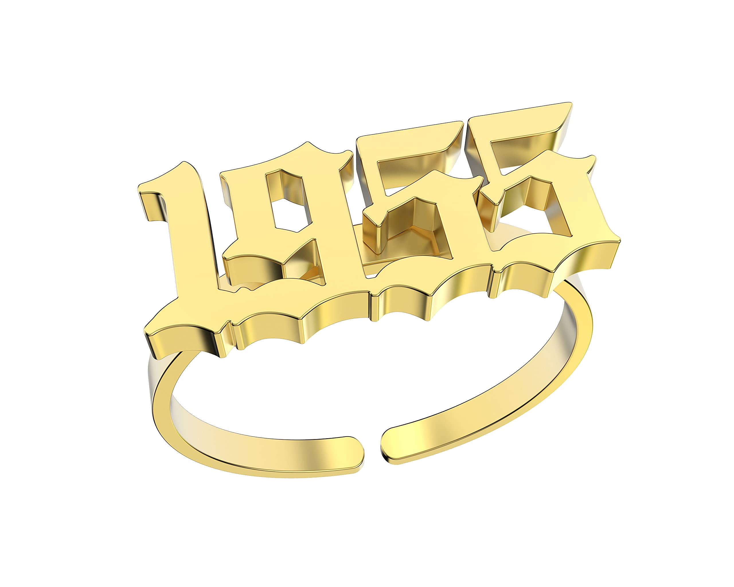 Haobase Stainless Steel Birth Year Rings for Women & Men - Wedding Band Jewelry (Adjustable) for Anniversary Gifts