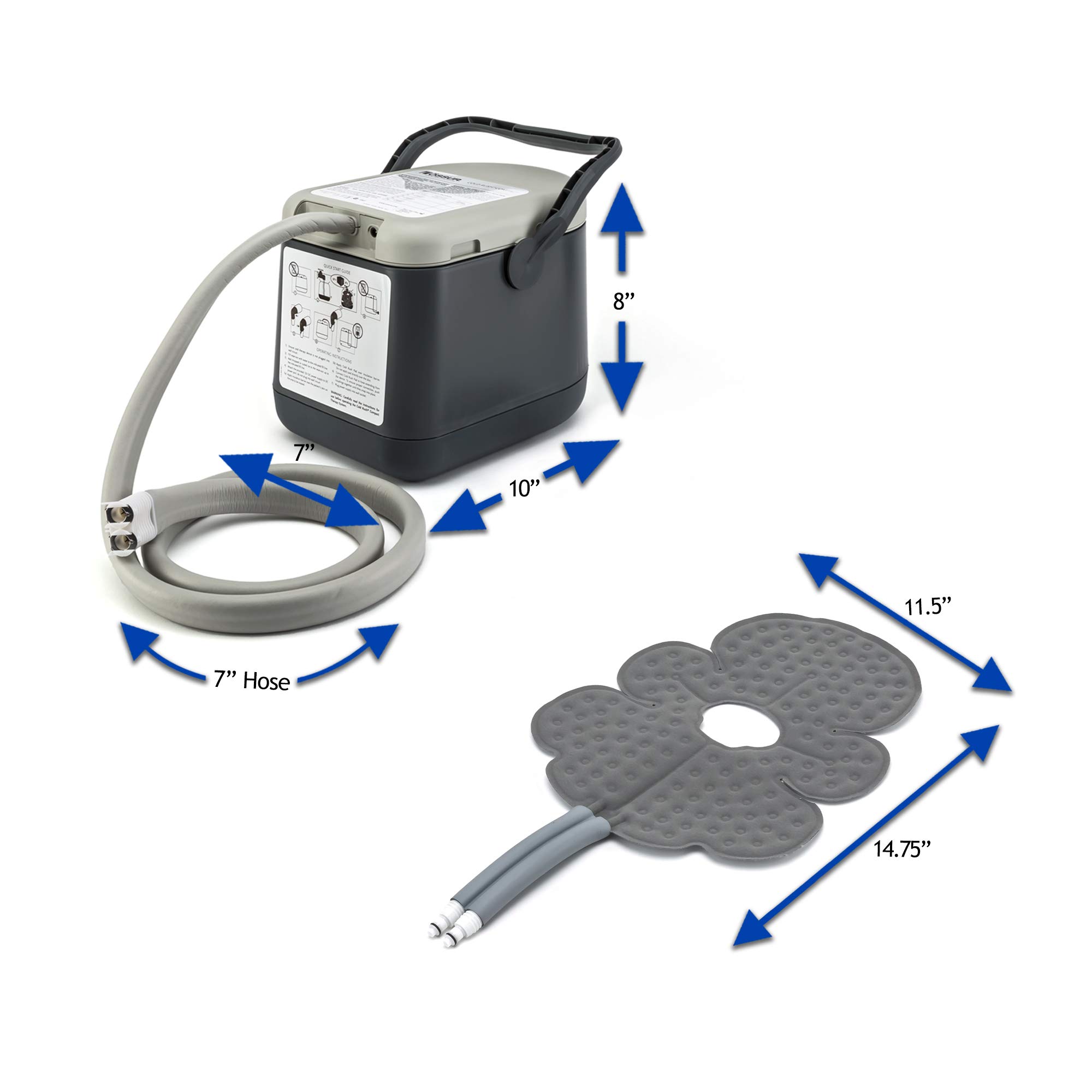 Ossur Cold Rush Compact Therapy Machine System with Knee Pad - Adjustable, Ergonomic Knee Ice Pack Wrap - Quiet & Lightweight Ice Machine for Knee Cryotherapy - Effective Pain Relief for Post-Surgery, Sports Injuries & Arthritis Recovery