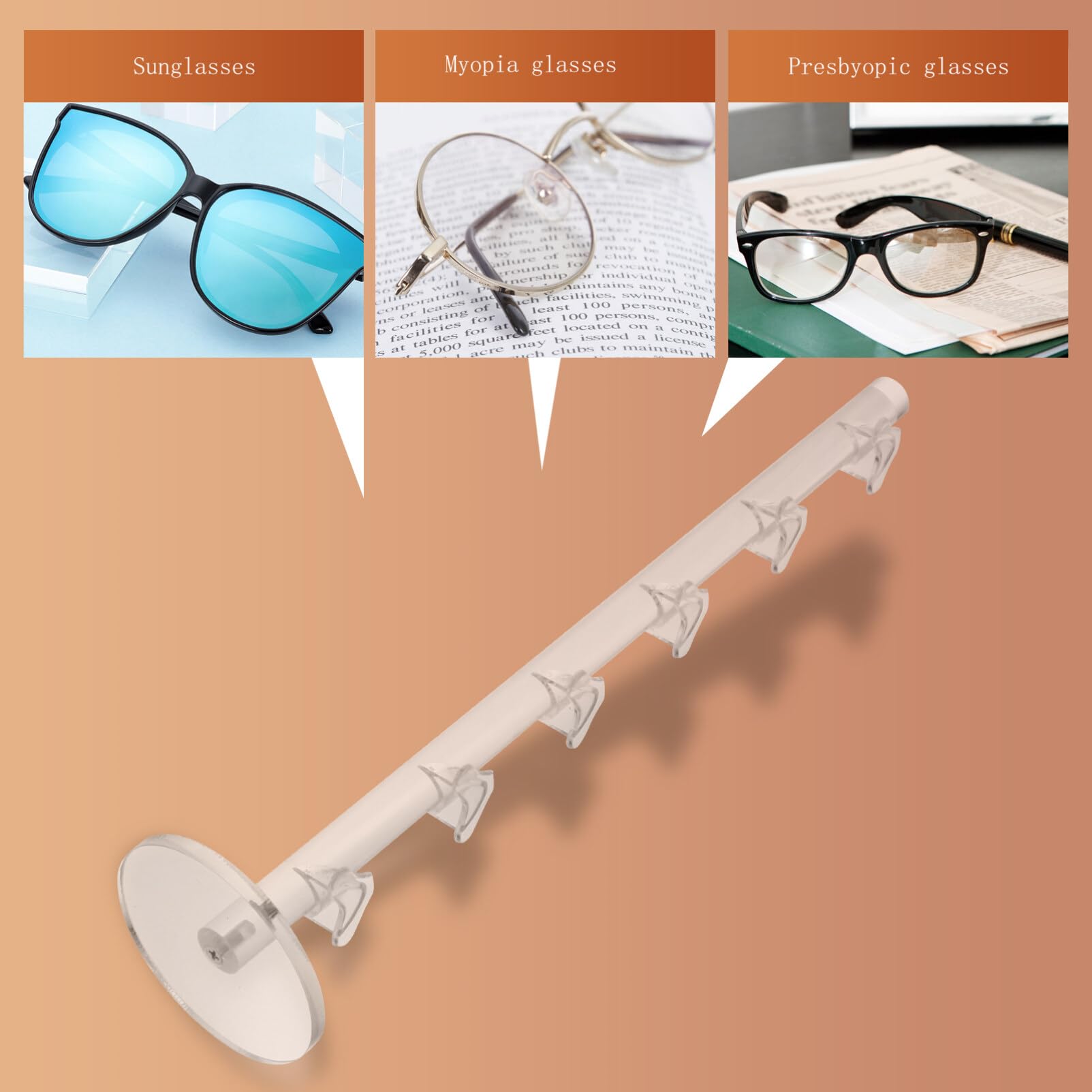 Acrylic Sunglasses Organizer & Eyeglasses Holder - 6-Tier Glasses Display Stand for Sunglasses, Reading Glasses & More | Perfect for Retail Stores, Home, Office & Boutique Organization