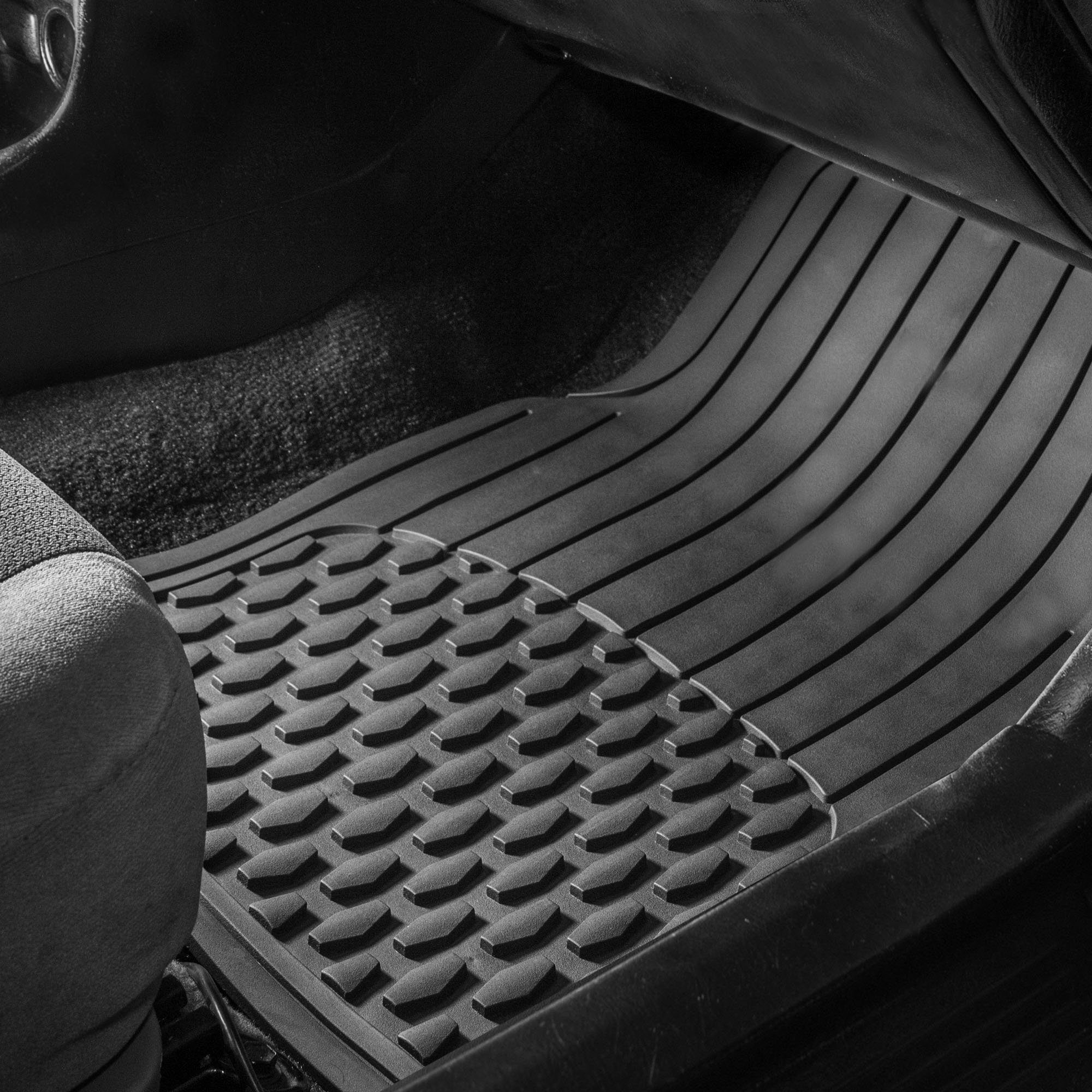 TLH 4-Piece All-Weather Car Floor Mats - Durable Vinyl, Trimmable Design, Gray Color - Perfect for SUVs, Trucks & Sedans - Waterproof & Easy to Clean