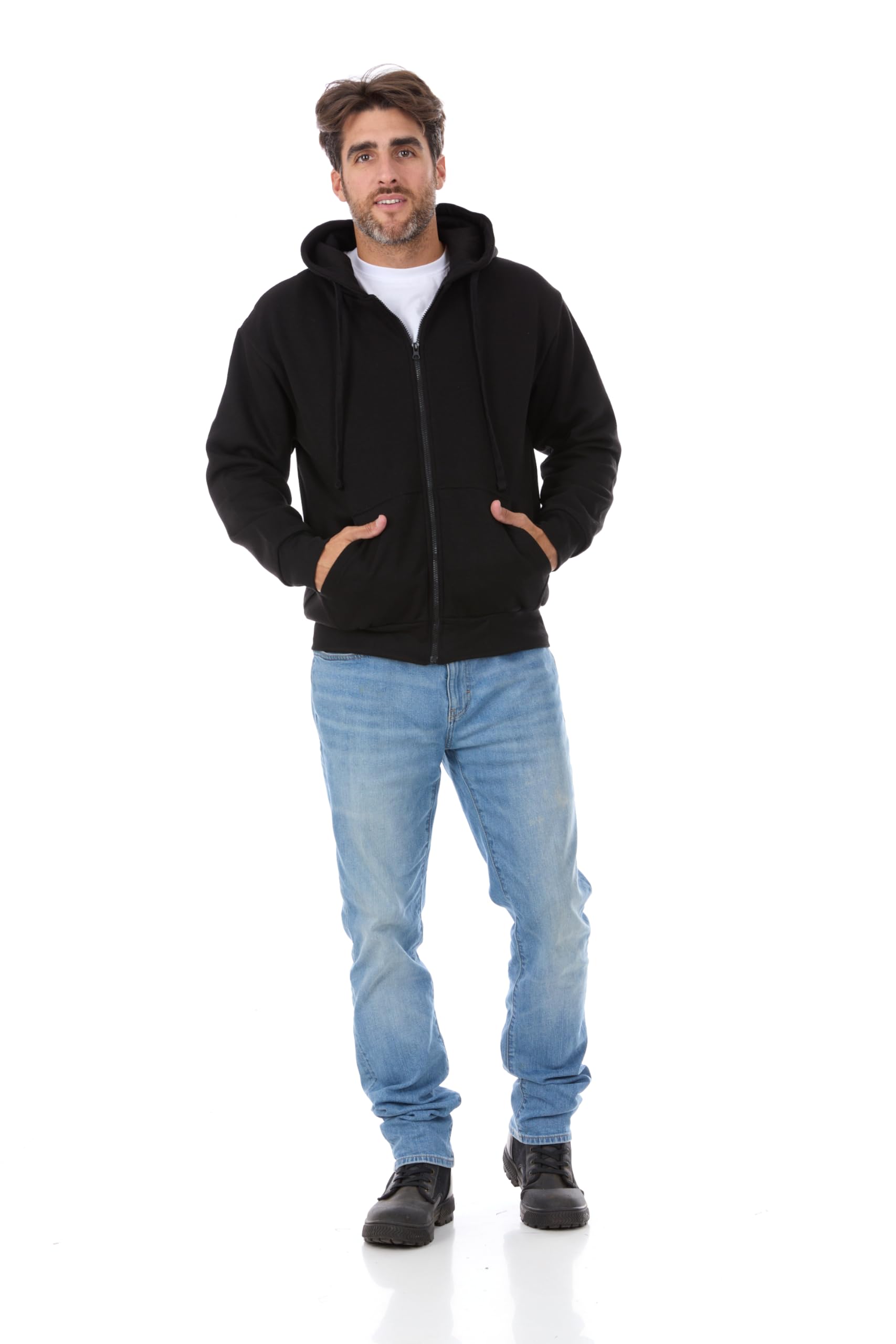 Men's Fleece Hoodie with Thermal Lining - Cotton Blend Zip Up Jacket for Winter - Cozy Outdoor & Casual Wear