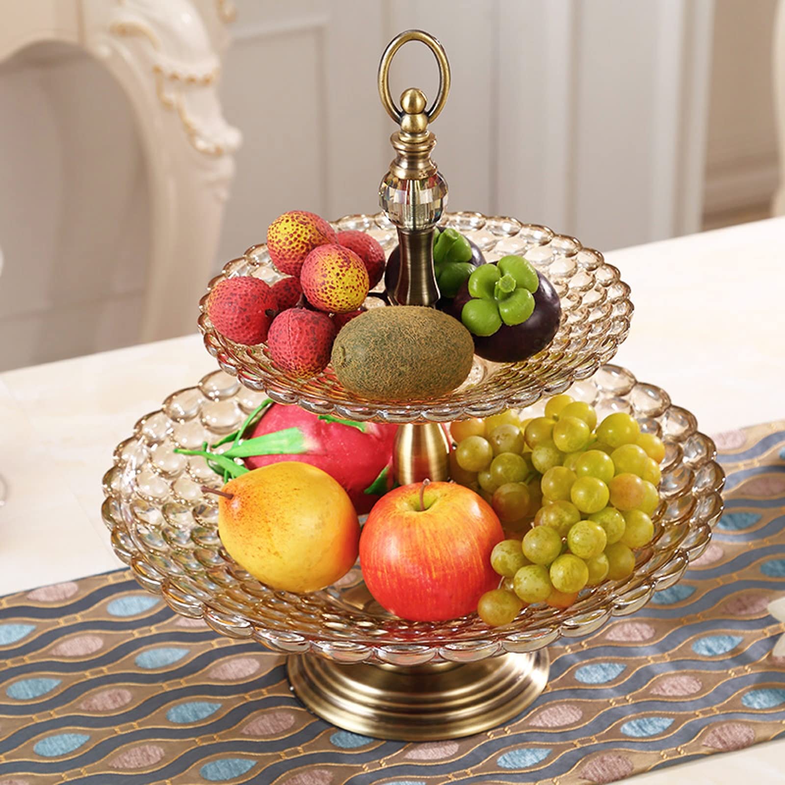Double-Layer Glass Fruit Bowl Set - Modern Creative Home Decor for Living Room, Coffee Table, Kitchen | Elegant Fruit Plate & Serving Dish for Parties, Dining, and Entertaining