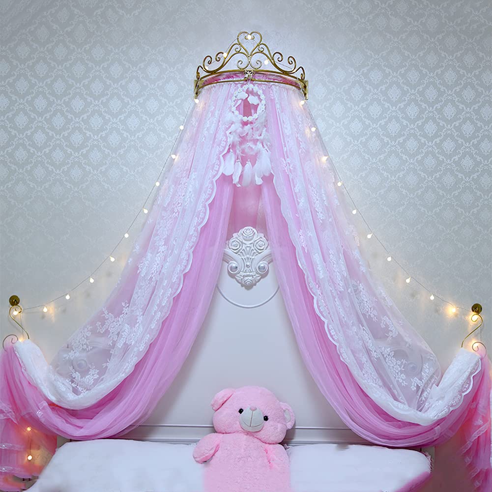 NADAENMF Princess Bed Canopy - Premium Yarn Netting Curtains for Nursery, Playroom & Girls Bedroom Decor - Dream Castle Dome Canopy for Baby & Toddler Room - Perfect for Birthday Gifts, Sleepovers & Imaginative Play