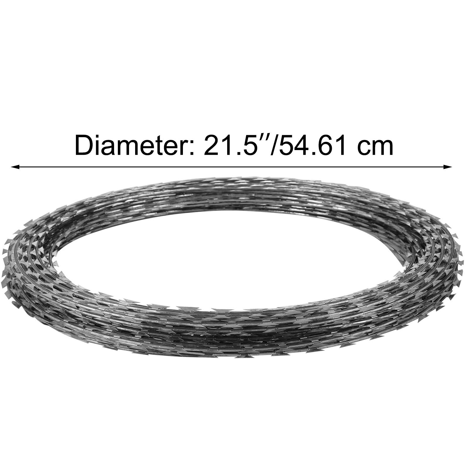 OrangeA 18 Inch Galvanized Barbed Wire Razor Wire - 500 Feet Heavy Duty Fence Security Wire (10 Coils Per Roll) for Farm, Ranch, Construction Site & Perimeter Protection