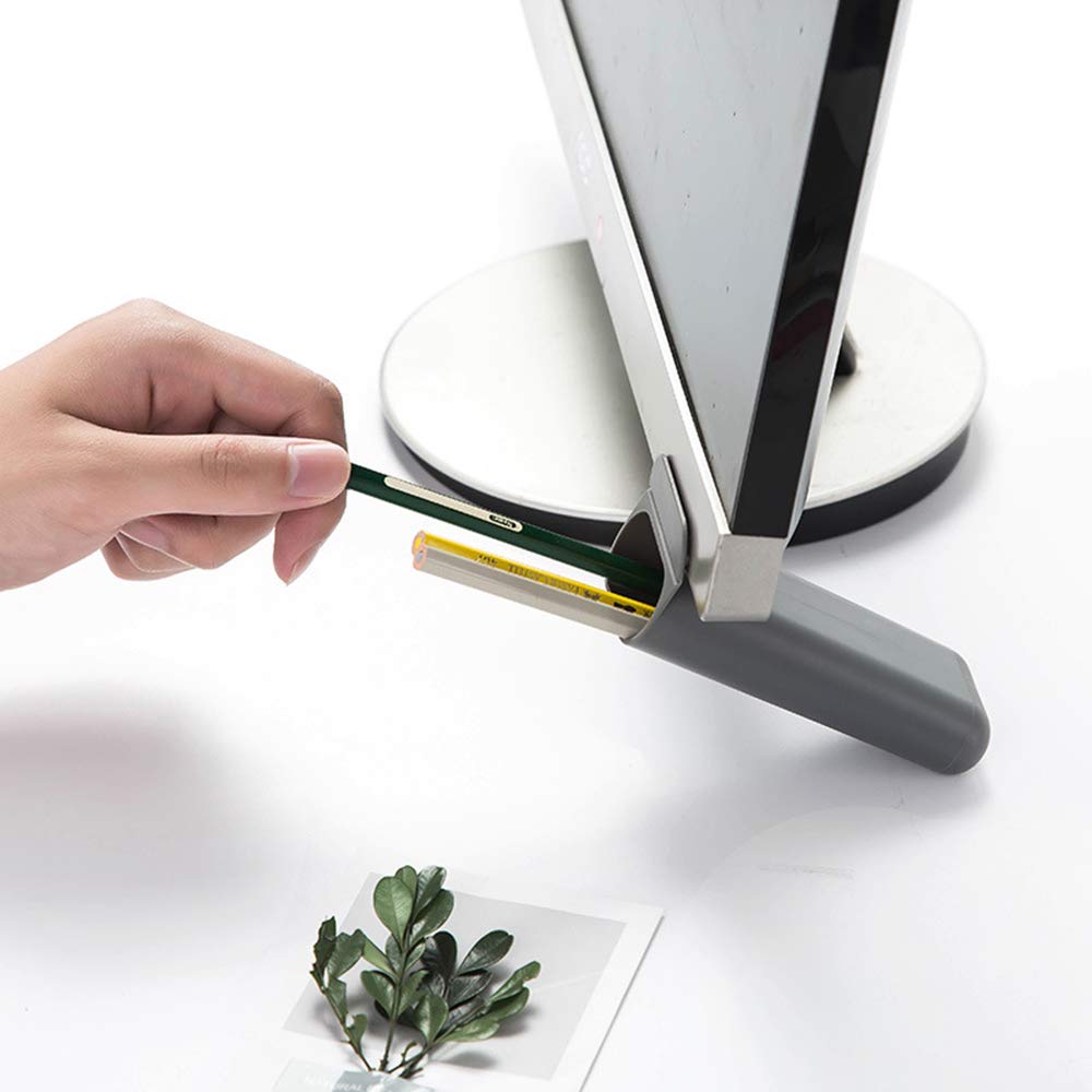 Creative DIY Screen Pen Pencil Holders - 2 Pack Grey Desktop Organizer for Computer Monitor, Perfect for Office, Home & School Workspace Organization
