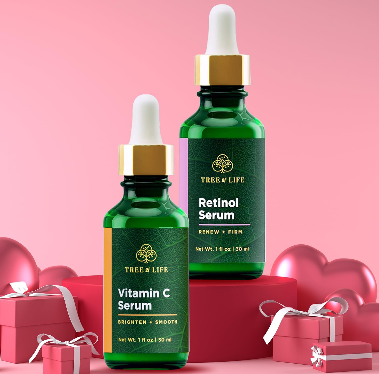 Best Vitamin C Serum & Retinol Serum Combo Pack for Anti-Aging & Brightening - Face Skincare Set for Day & Night Use