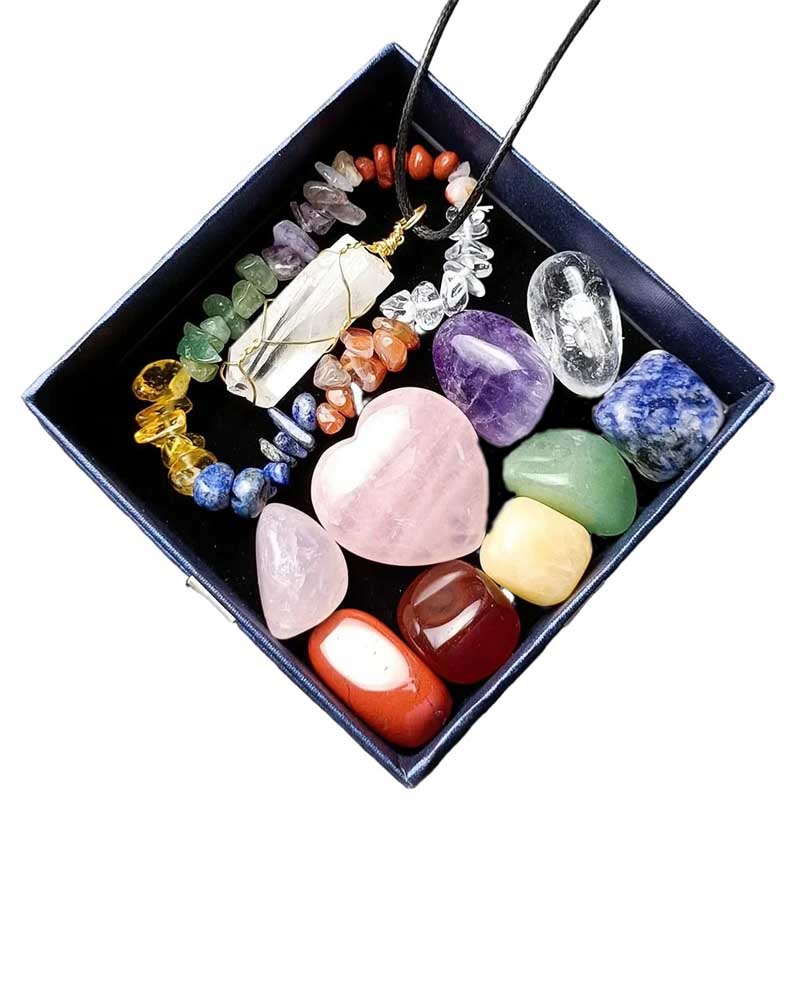 7 Chakra Healing Crystal Box Set - Natural Stones for Meditation, Reiki & Energy Balancing - Perfect for Yoga, Spirituality & Home Decor